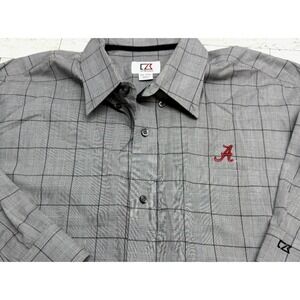 Cutter & Buck Alabama Crimson Tide Plaid Shirt Men's XXL Black White Button Down
